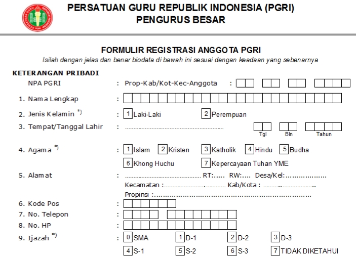 Pendaftaran PGRI Lannyjaya - Persatuan Guru Republik Indonesia Cabang Lannyjaya
